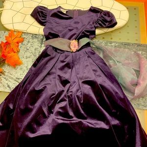 Girls purple, velvet, dress, size 10